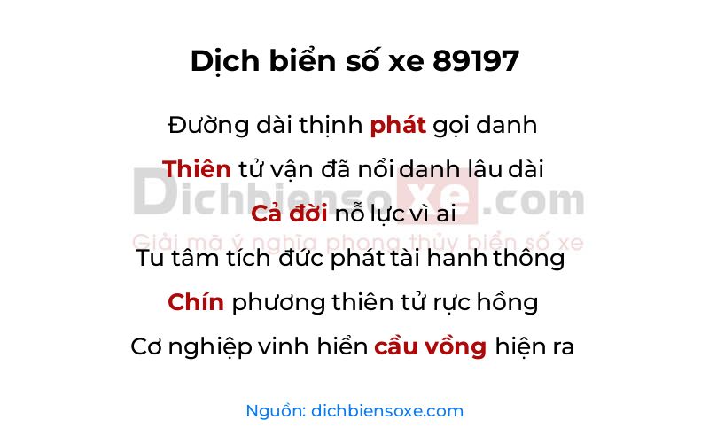 Dịch thơ biển số 89197