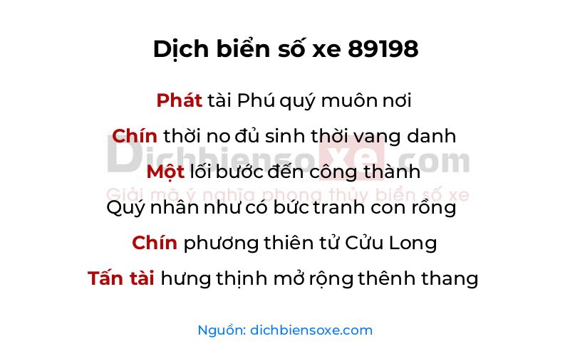 Dịch thơ biển số 89198
