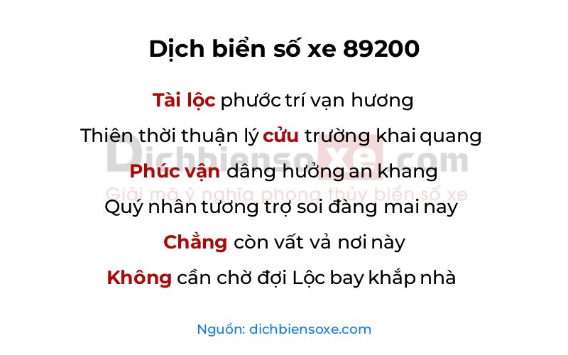 Dịch thơ biển số 89200