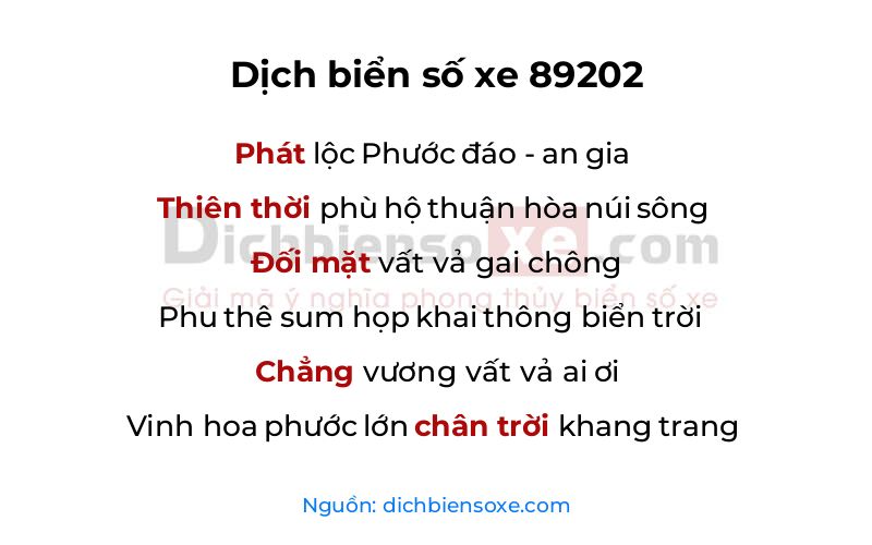Dịch thơ biển số 89202