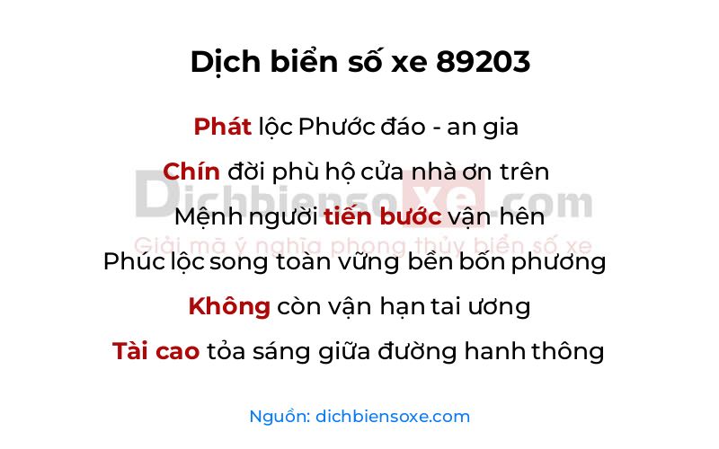 Dịch thơ biển số 89203