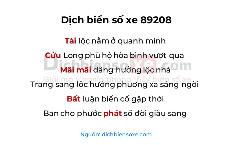 Dịch thơ biển số 89208