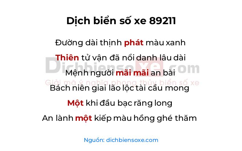 Dịch thơ biển số 89211