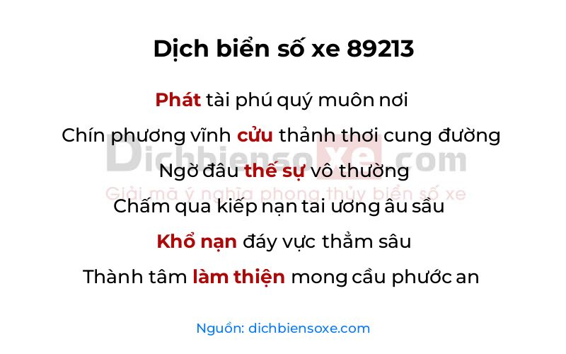 Dịch thơ biển số 89213