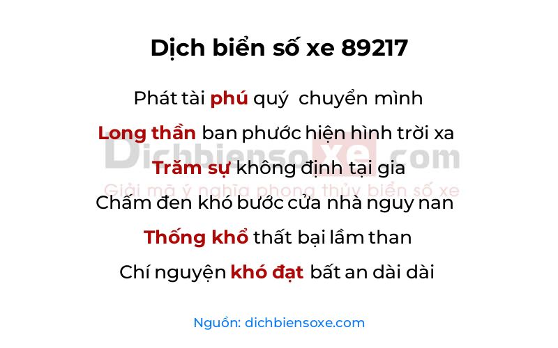 Dịch thơ biển số 89217