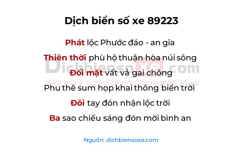 Dịch thơ biển số 89223