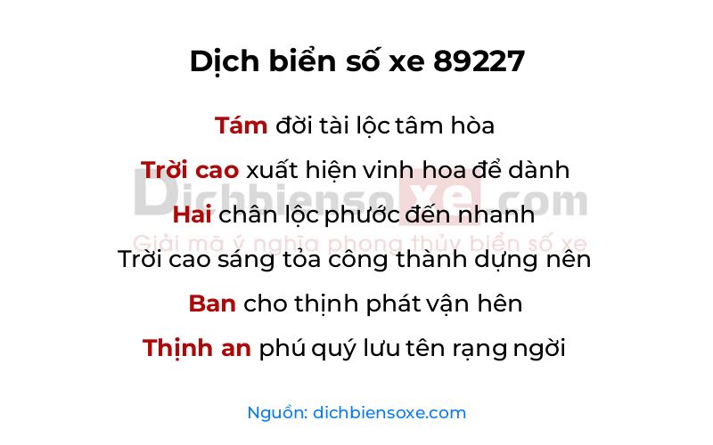 Dịch thơ biển số 89227