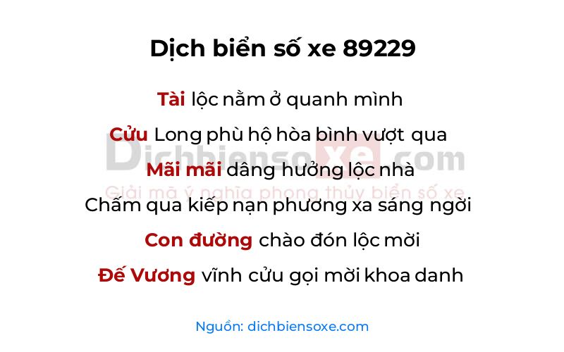 Dịch thơ biển số 89229