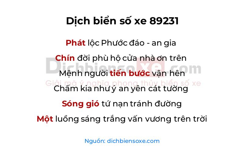 Dịch thơ biển số 89231