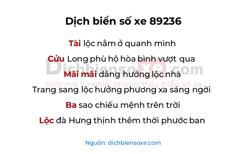 Dịch thơ biển số 89236