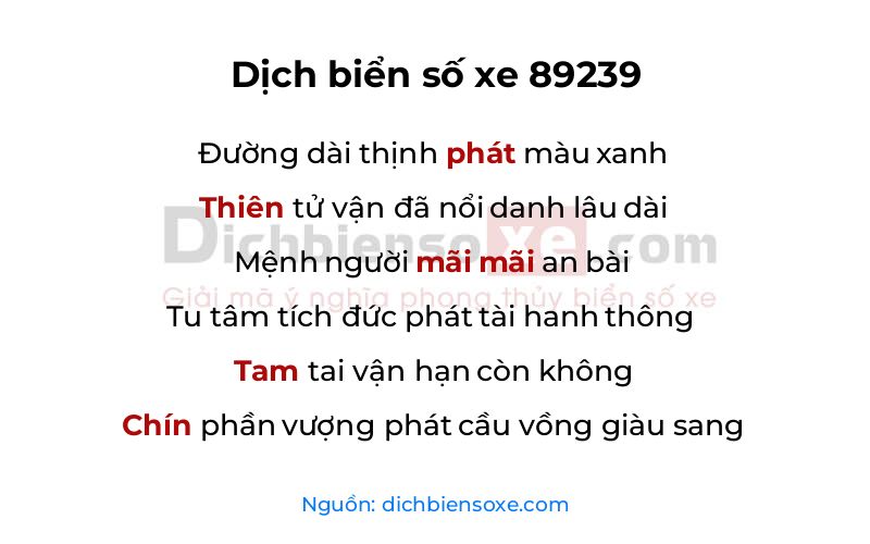 Dịch thơ biển số 89239