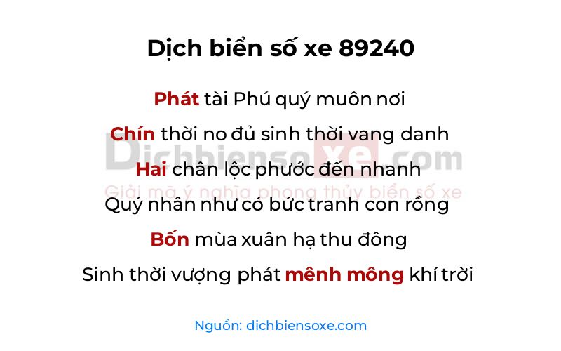 Dịch thơ biển số 89240