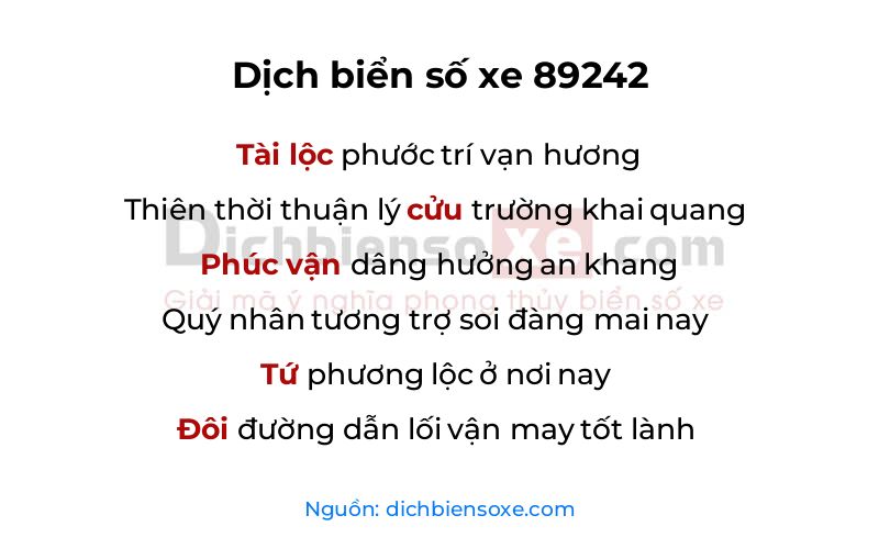 Dịch thơ biển số 89242