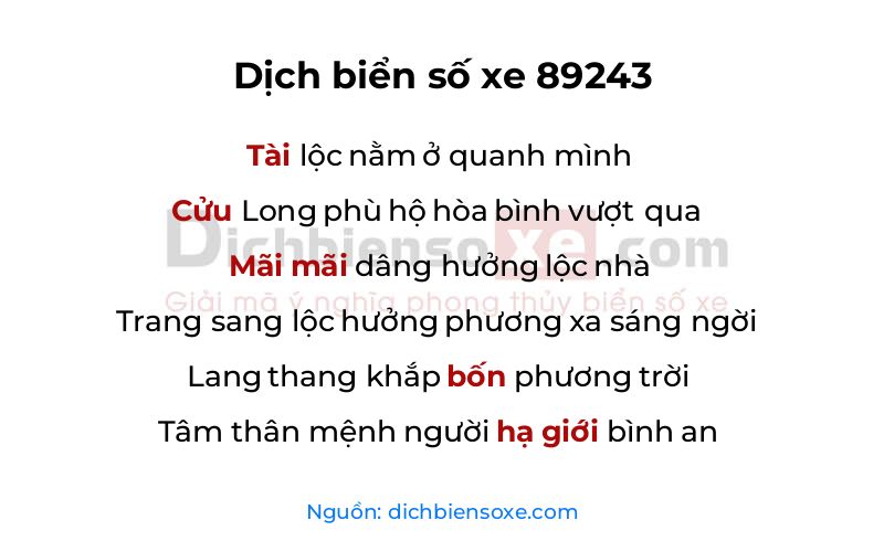 Dịch thơ biển số 89243