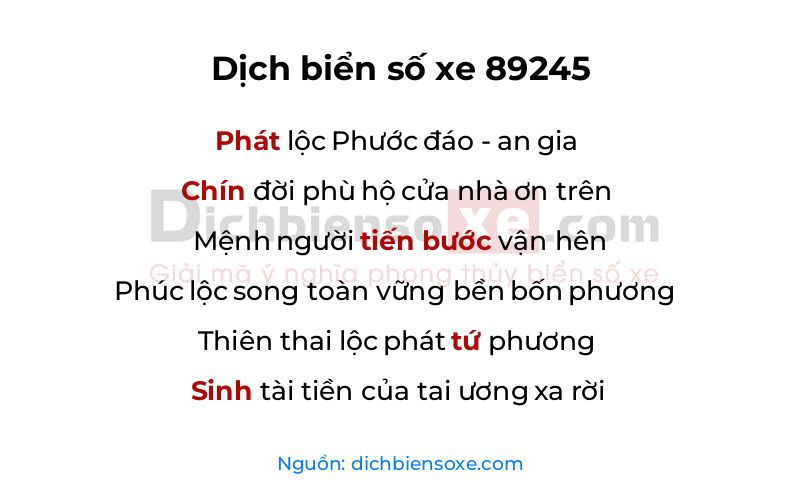 Dịch thơ biển số 89245