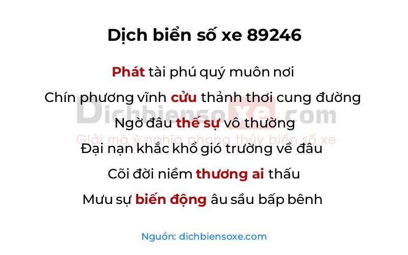 Dịch thơ biển số 89246
