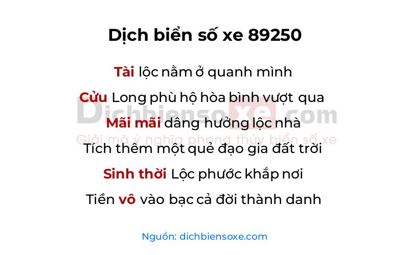 Dịch thơ biển số 89250