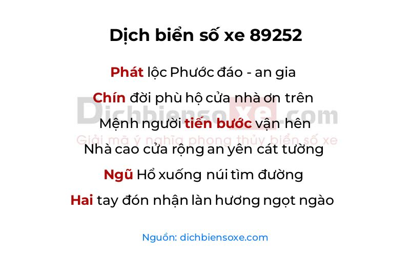 Dịch thơ biển số 89252