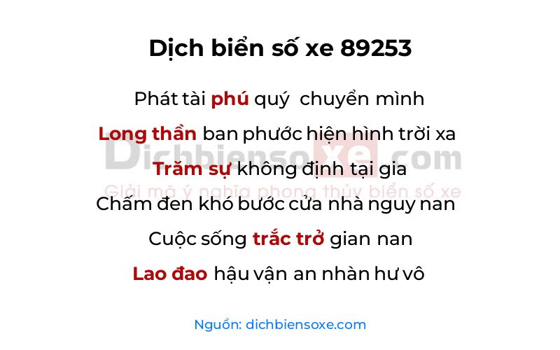 Dịch thơ biển số 89253