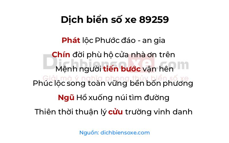 Dịch thơ biển số 89259