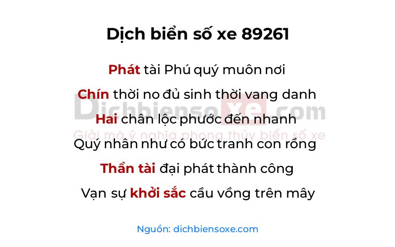 Dịch thơ biển số 89261