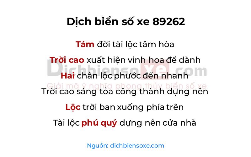 Dịch thơ biển số 89262