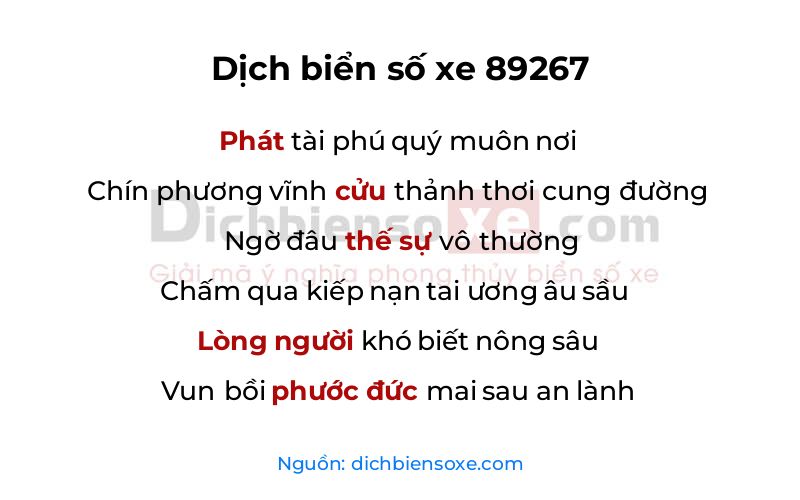 Dịch thơ biển số 89267