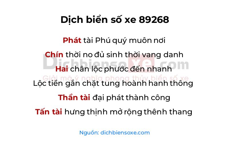 Dịch thơ biển số 89268