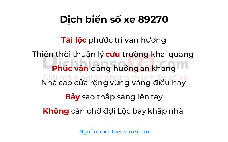 Dịch thơ biển số 89270
