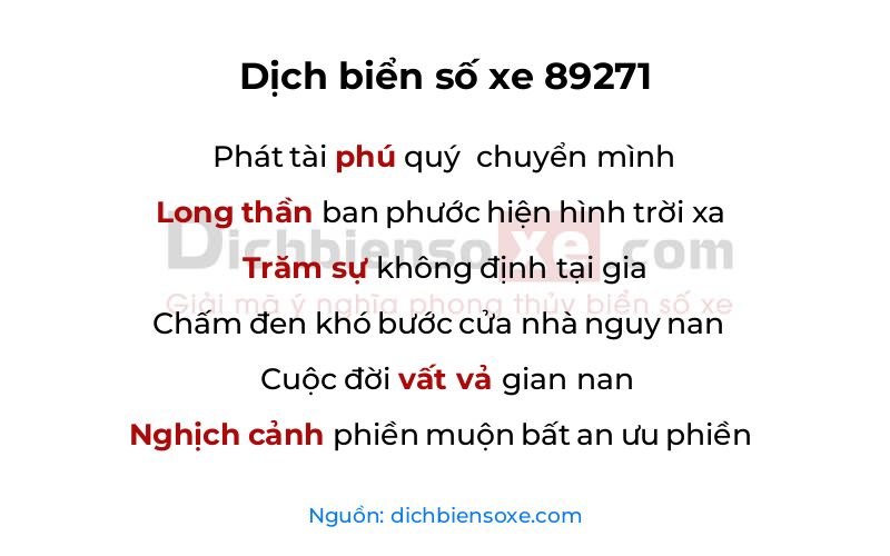 Dịch thơ biển số 89271