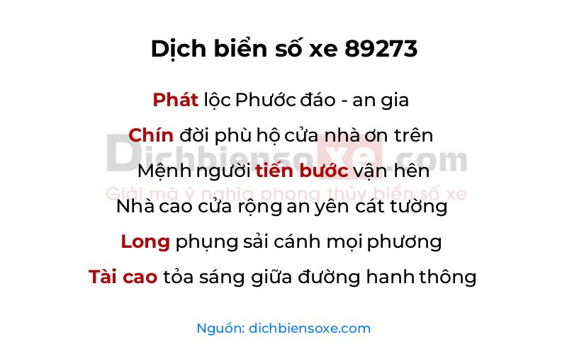 Dịch thơ biển số 89273