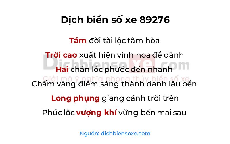 Dịch thơ biển số 89276