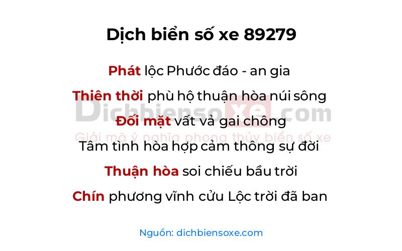 Dịch thơ biển số 89279