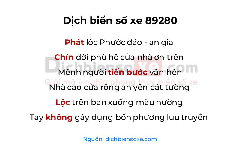 Dịch thơ biển số 89280