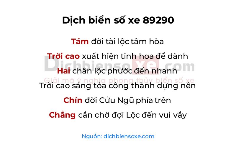 Dịch thơ biển số 89290