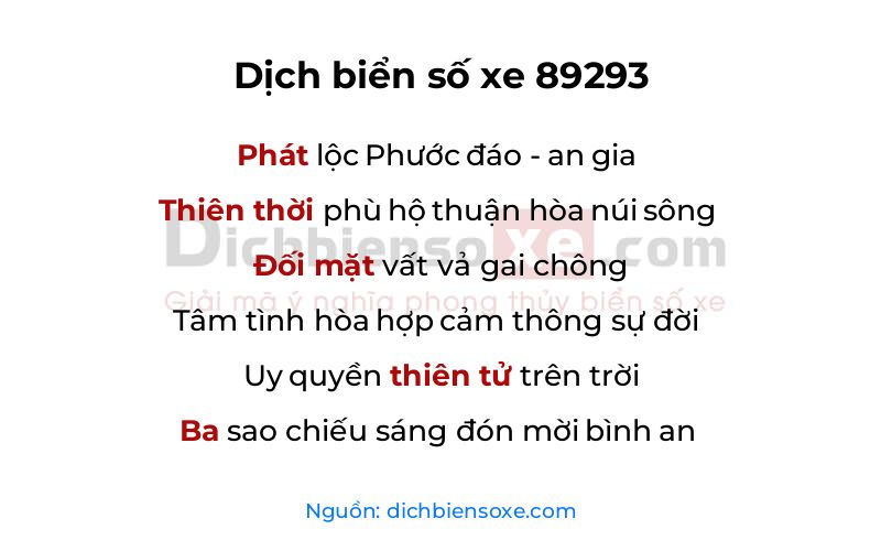 Dịch thơ biển số 89293
