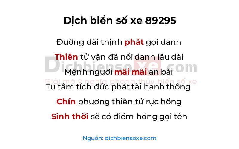 Dịch thơ biển số 89295