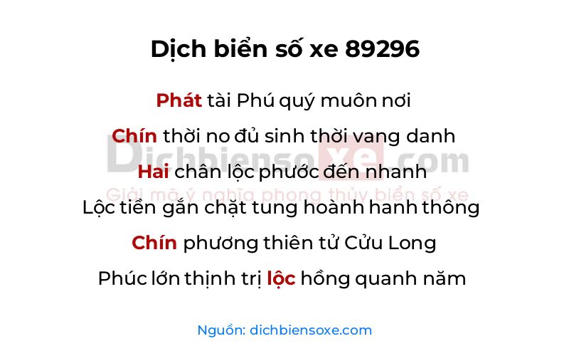 Dịch thơ biển số 89296