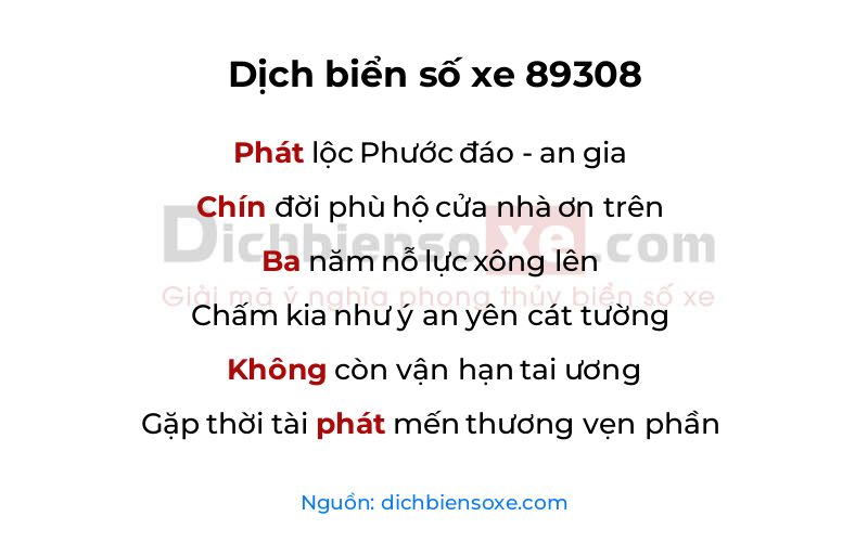 Dịch thơ biển số 89308
