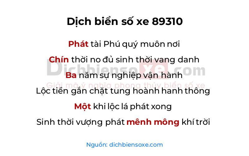 Dịch thơ biển số 89310