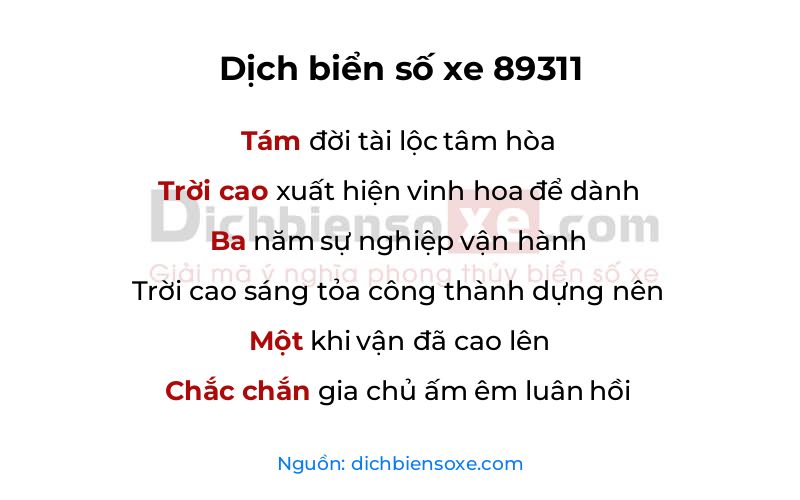 Dịch thơ biển số 89311
