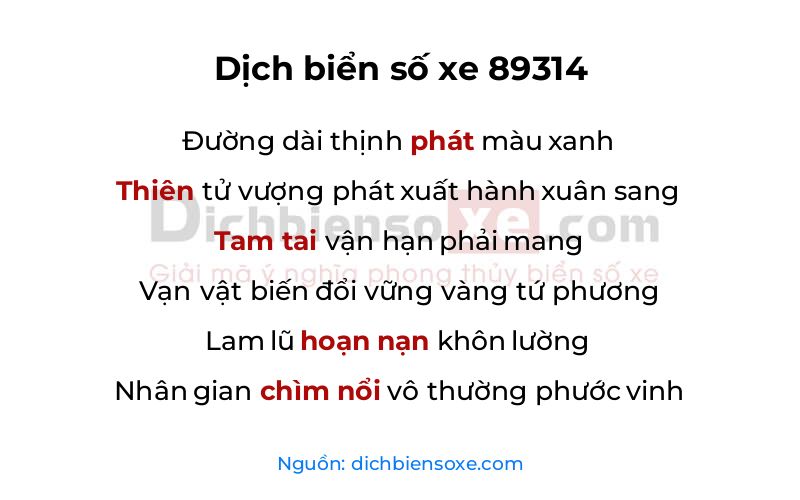 Dịch thơ biển số 89314