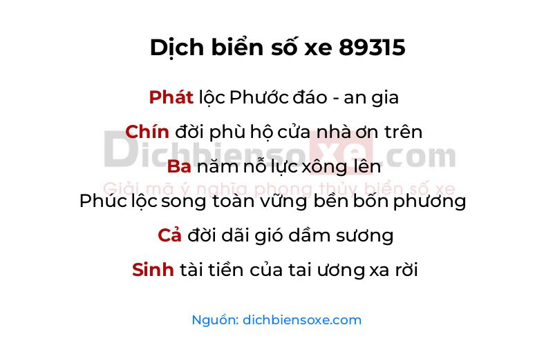 Dịch thơ biển số 89315