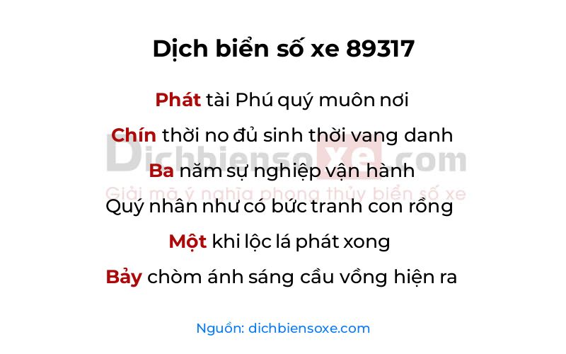 Dịch thơ biển số 89317