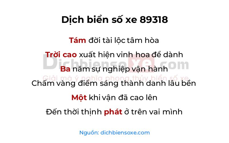 Dịch thơ biển số 89318