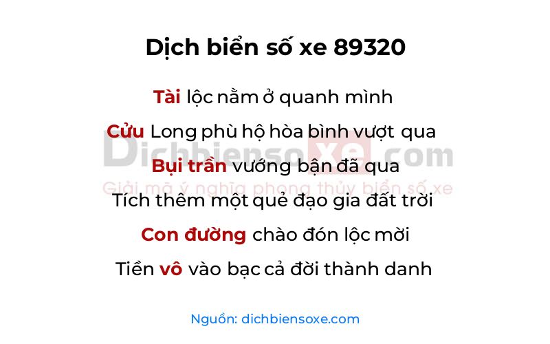 Dịch thơ biển số 89320