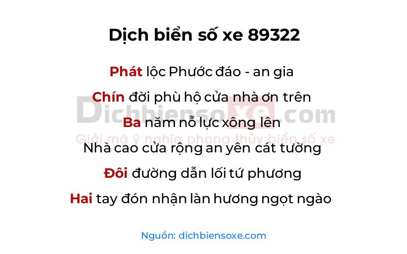 Dịch thơ biển số 89322