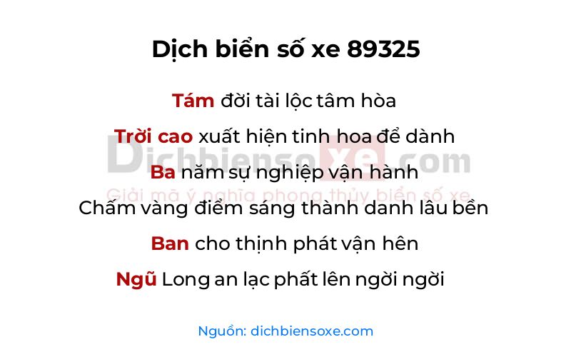 Dịch thơ biển số 89325