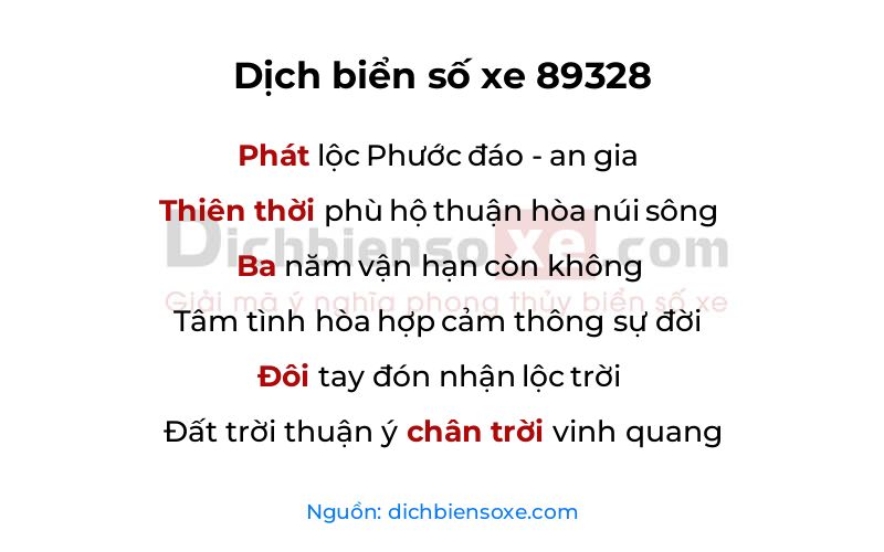 Dịch thơ biển số 89328