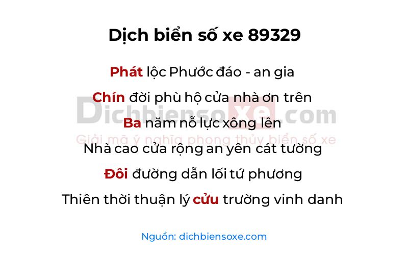 Dịch thơ biển số 89329